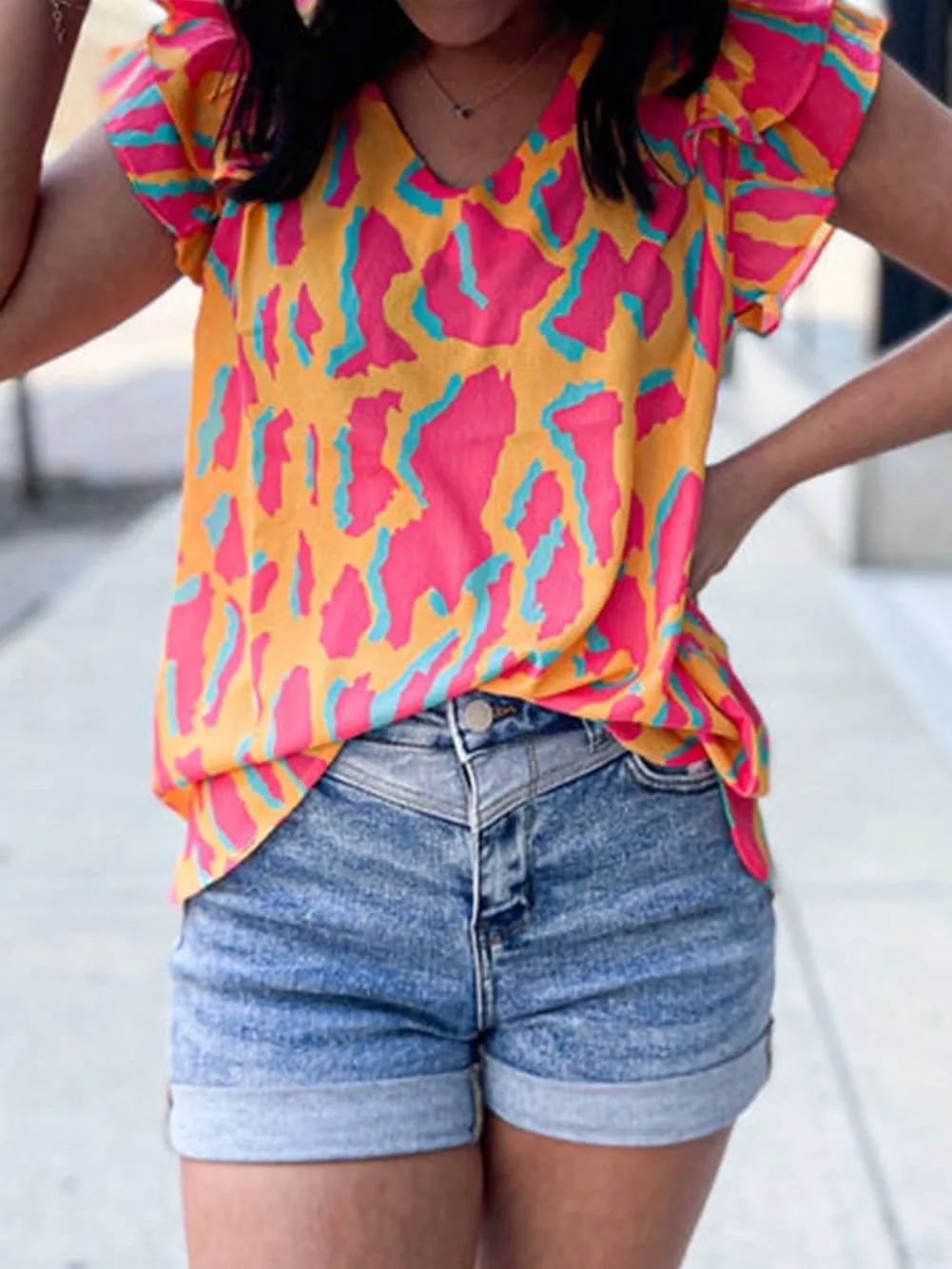 Abstract Print Double Layer Top