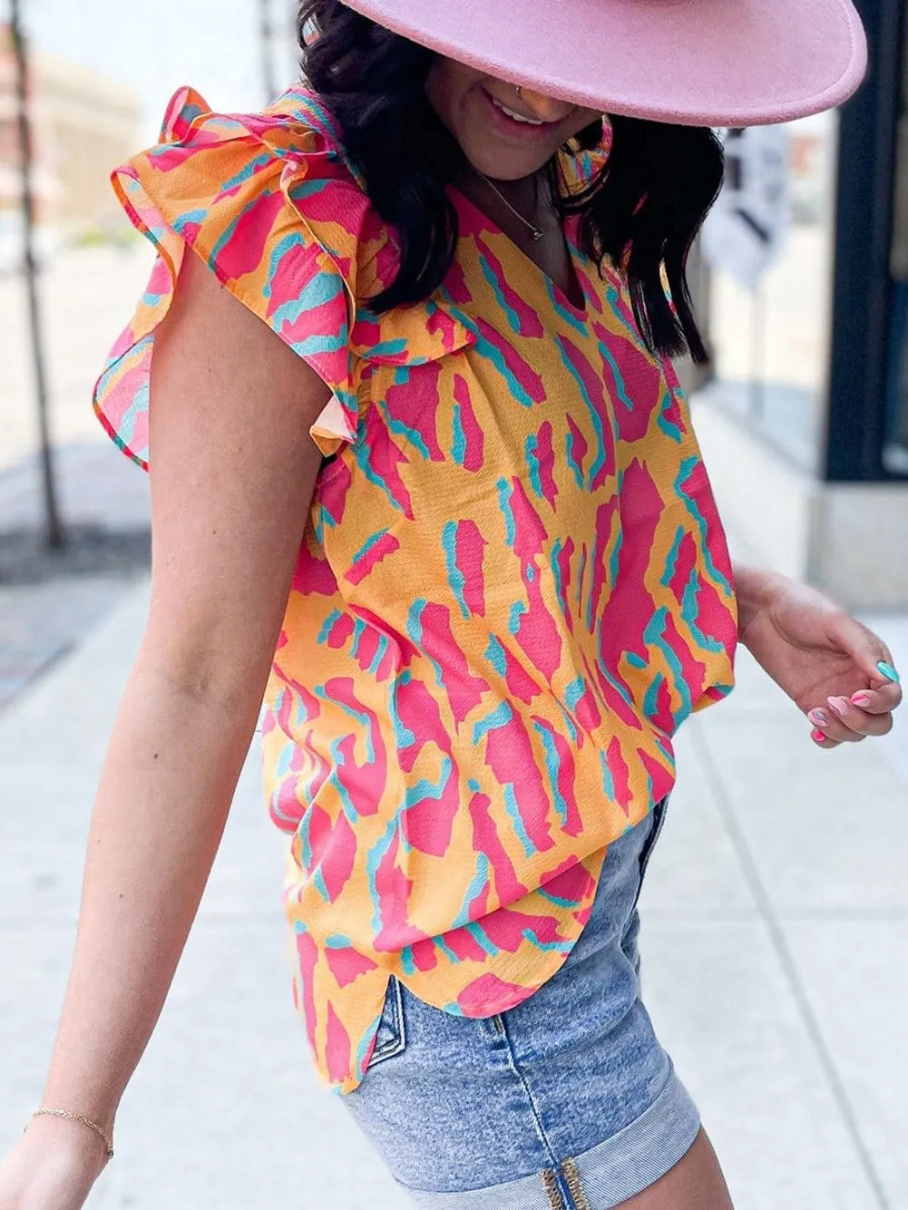 Abstract Print Double Layer Top