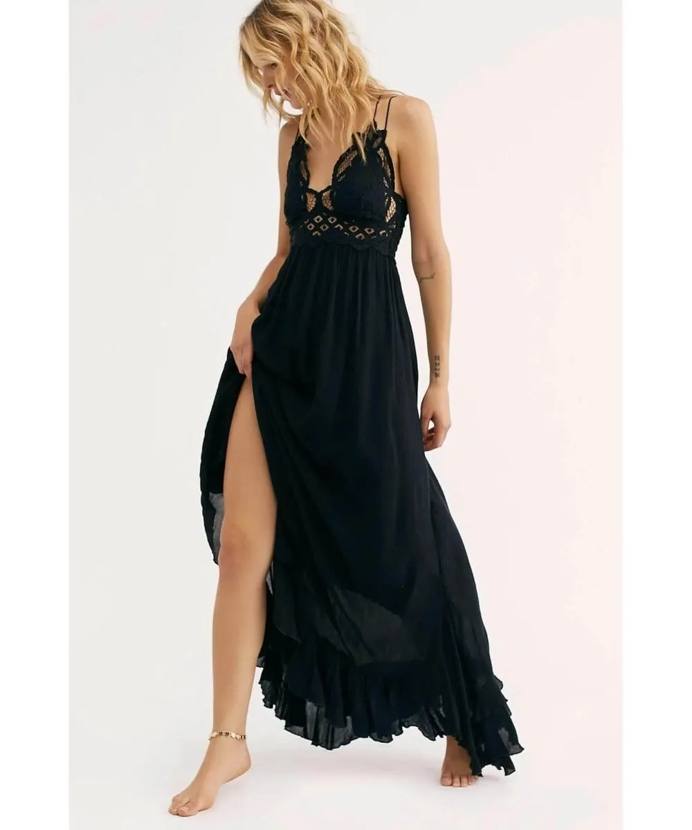 Adella Long Slip Dress Black