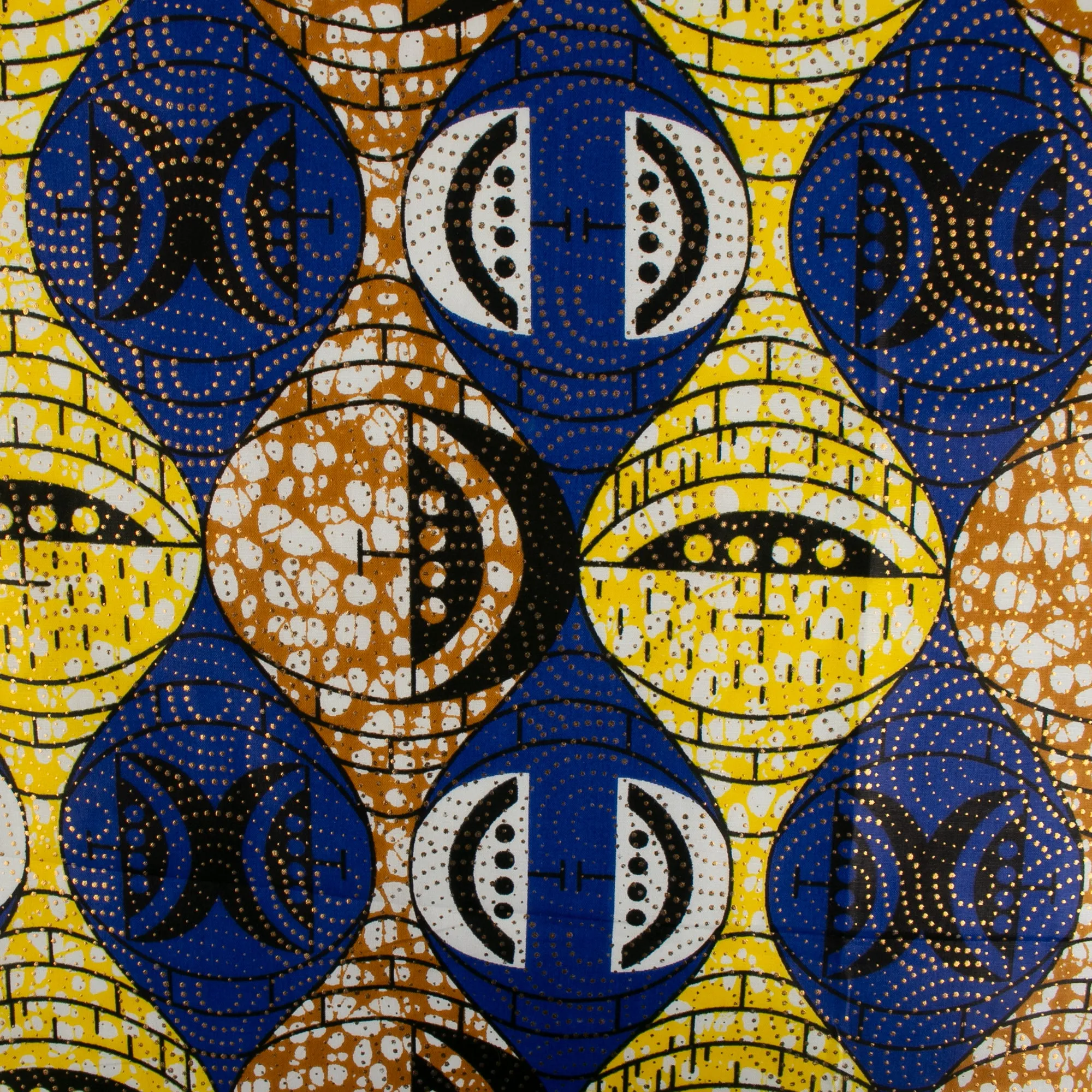 African Metallic Print - Oblong - Blue / Yelow