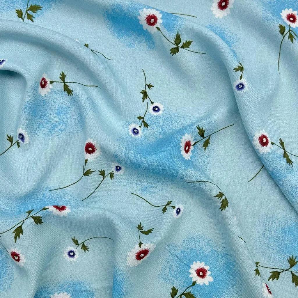 Airbrushed Flowers Viscose Challis Fabric