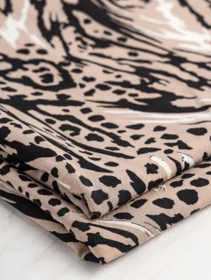 Animal Print Viscose Challis Deadstock - Beige   Black   Cream