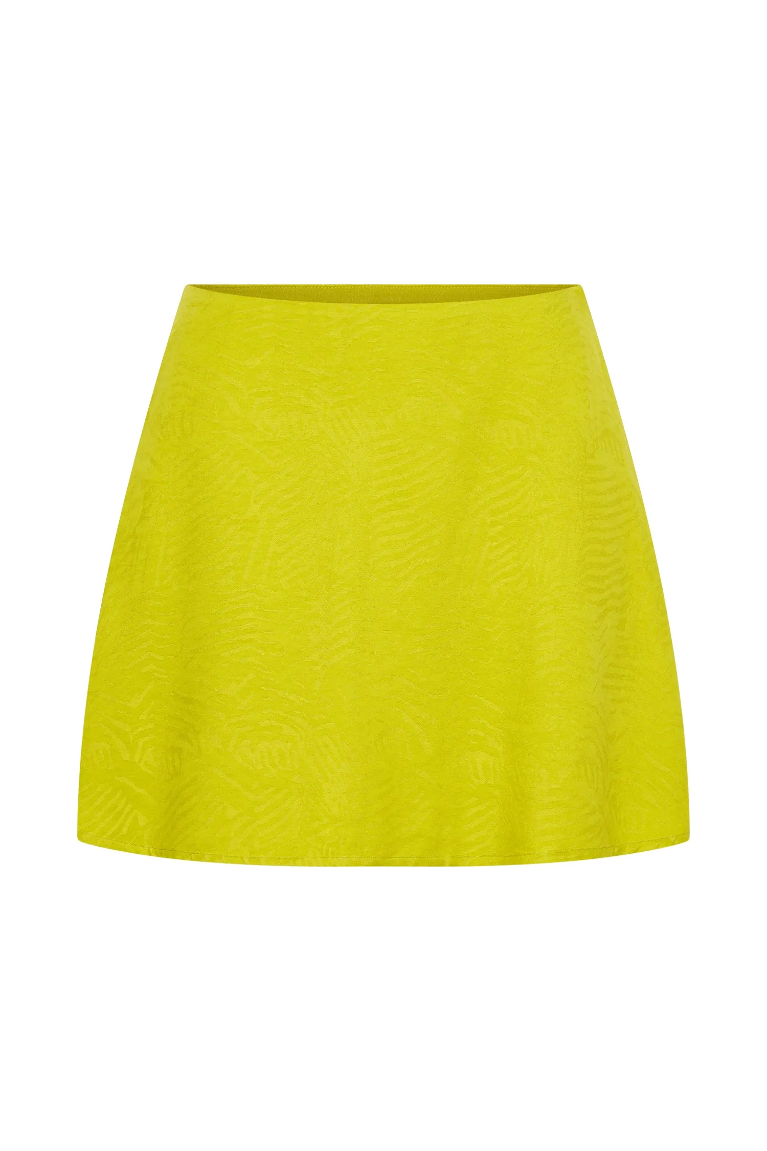 Annalise Satin A Line Mini Skirt - Chartreuse