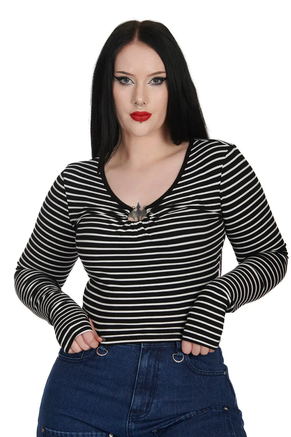 Anodyne Black & White Striped Top