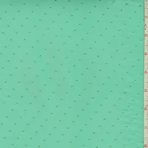 Aqua Green/Metallic Gold Pin Dot Chiffon Fabric