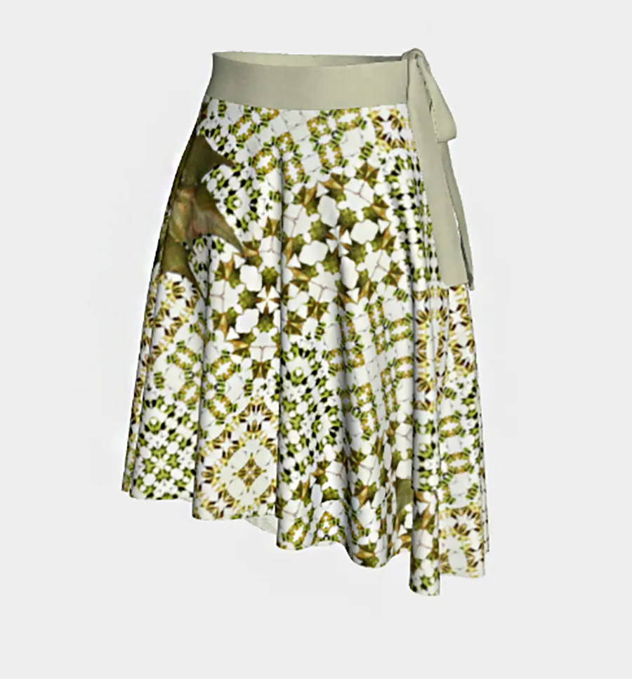 Army Green Leaf Wrap Skirt