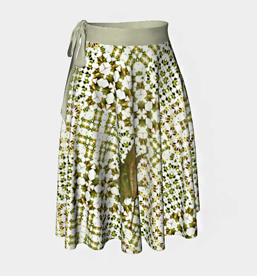 Army Green Leaf Wrap Skirt