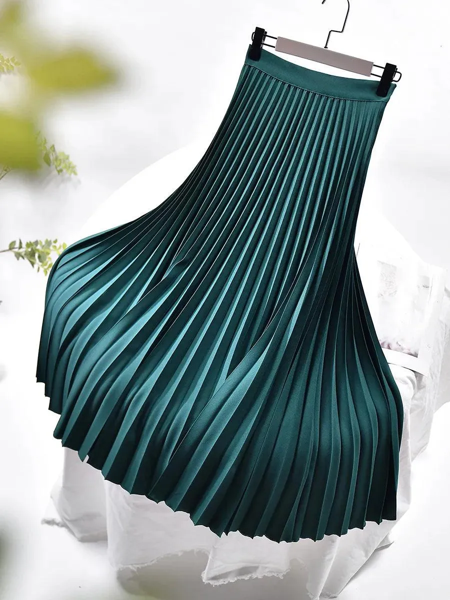 Autumn Elegant Pleated Skirt - 10 Colours