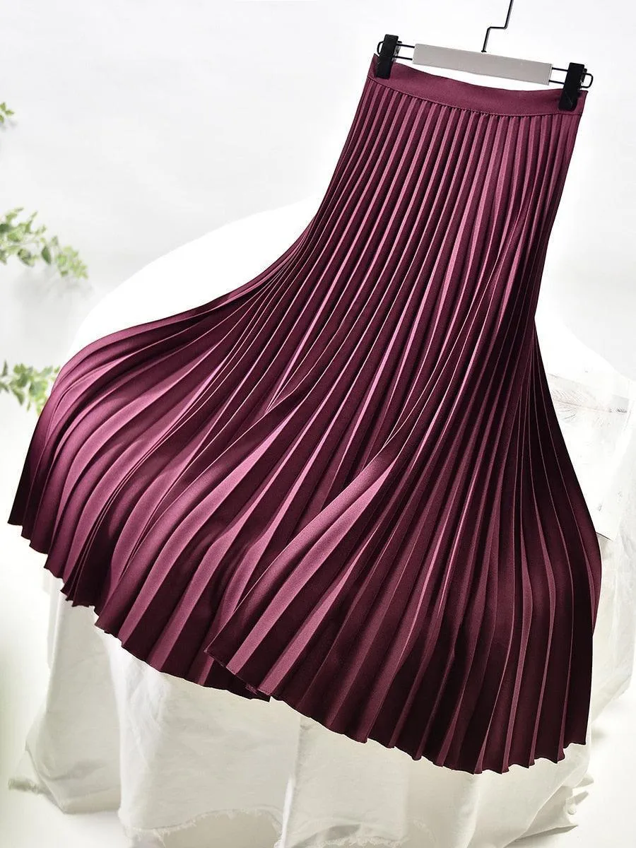 Autumn Elegant Pleated Skirt - 10 Colours