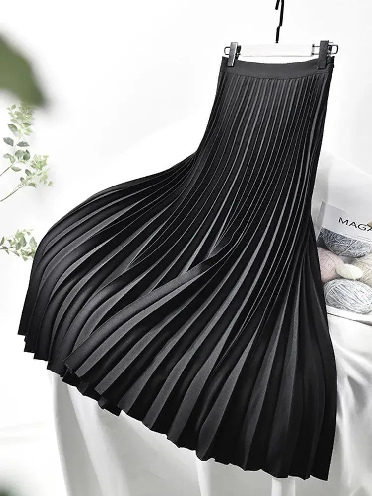 Autumn Elegant Pleated Skirt - 10 Colours