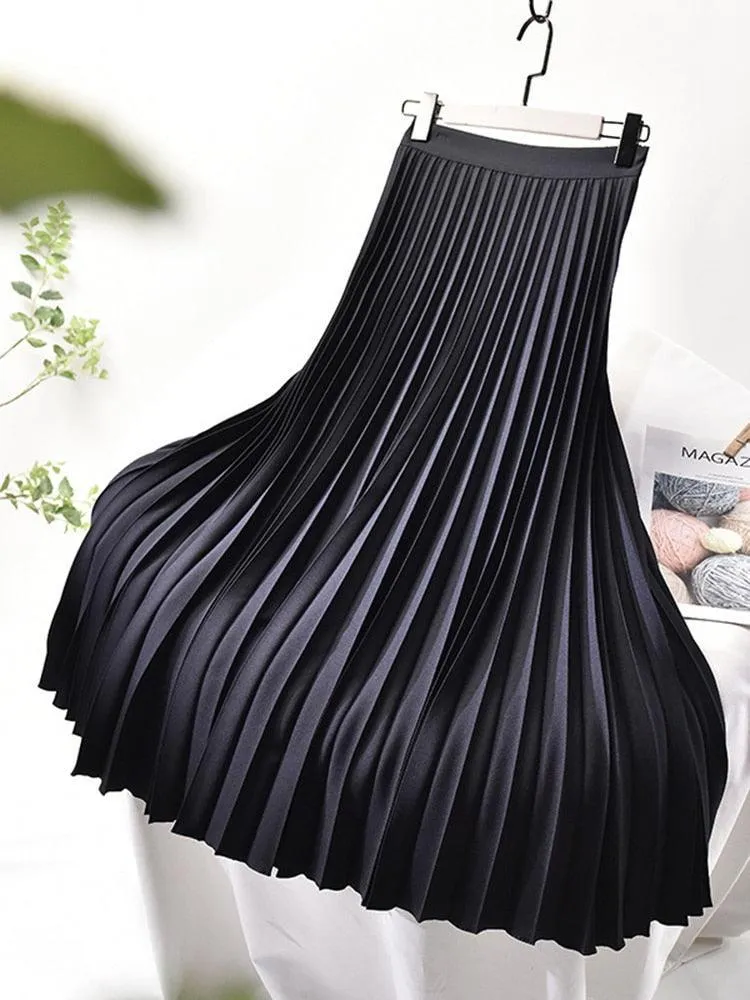 Autumn Elegant Pleated Skirt - 10 Colours