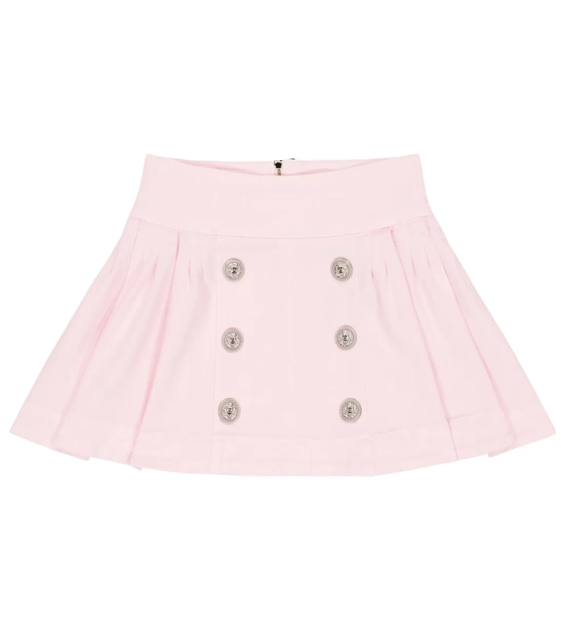 Balmain Cotton Blend Pleated Button Skirt, Pink