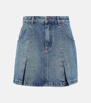 BALMAIN pleated denim miniskirt, blue