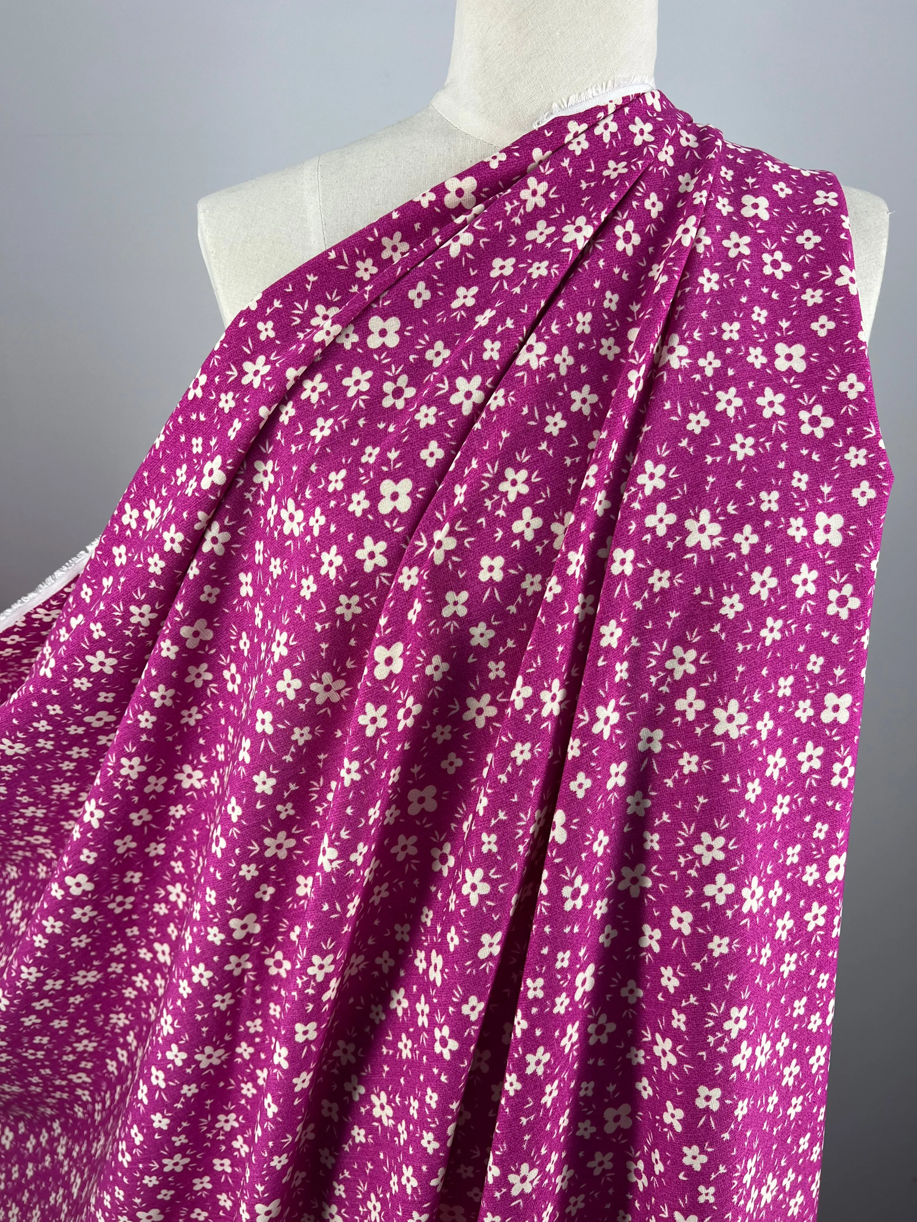 Bamboo Rayon - Pink DaisyRain - 145cm