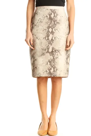 Beige Animal Print Chic Pencil Skirt