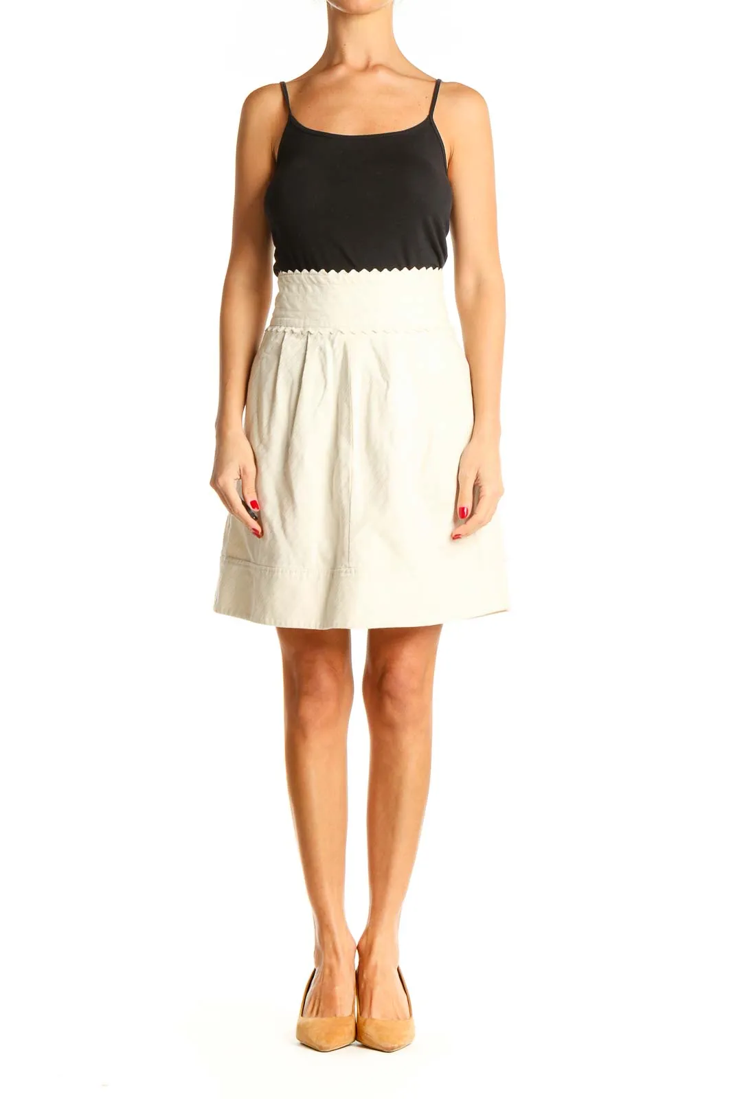 Beige Chic A-Line Skirt