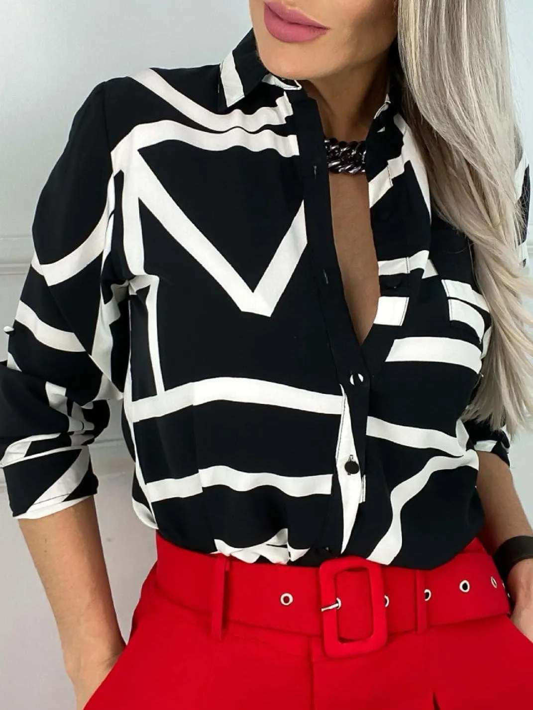 Black and White Abstract Print Shirt