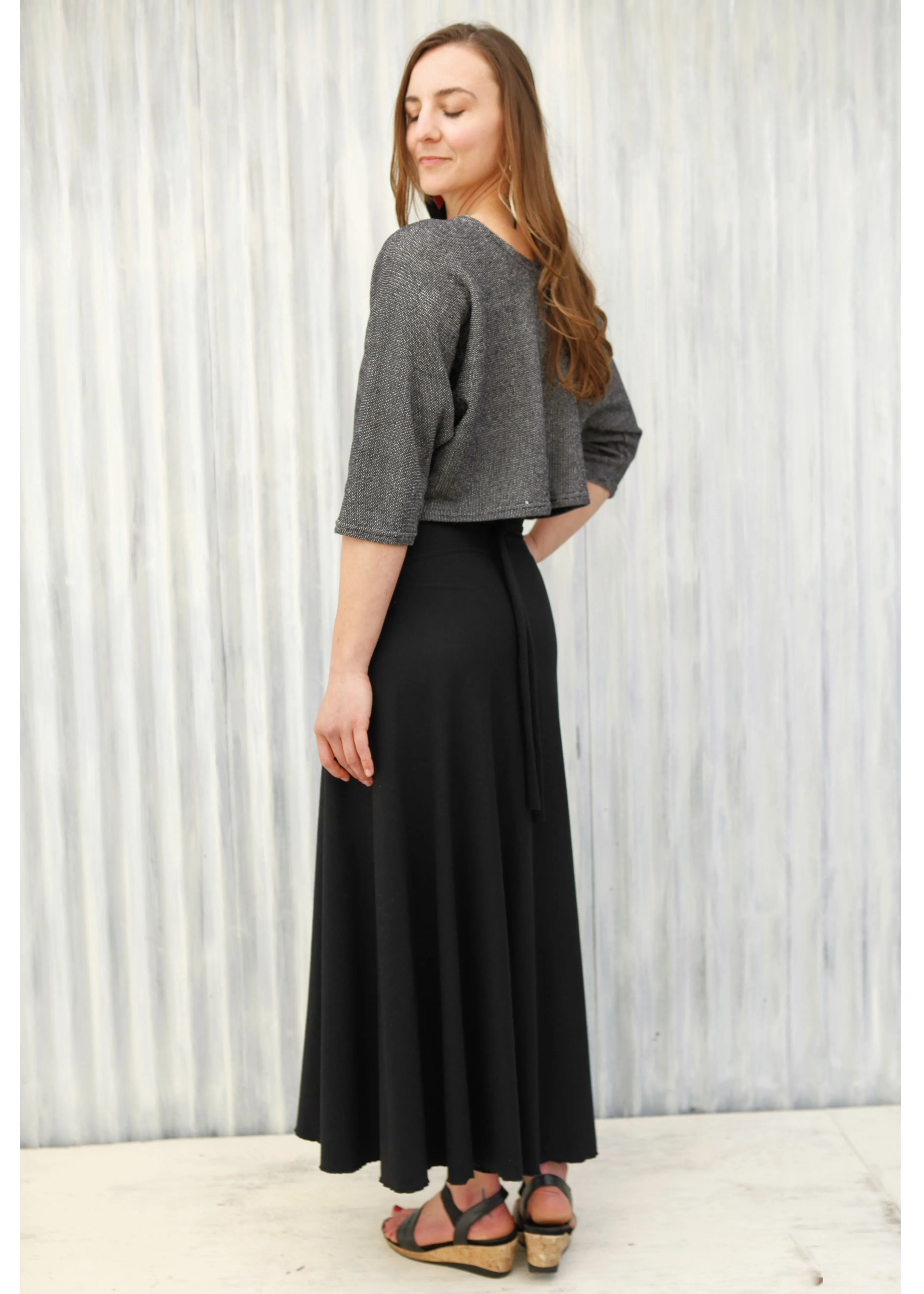 Black Iris Wrap Skirt