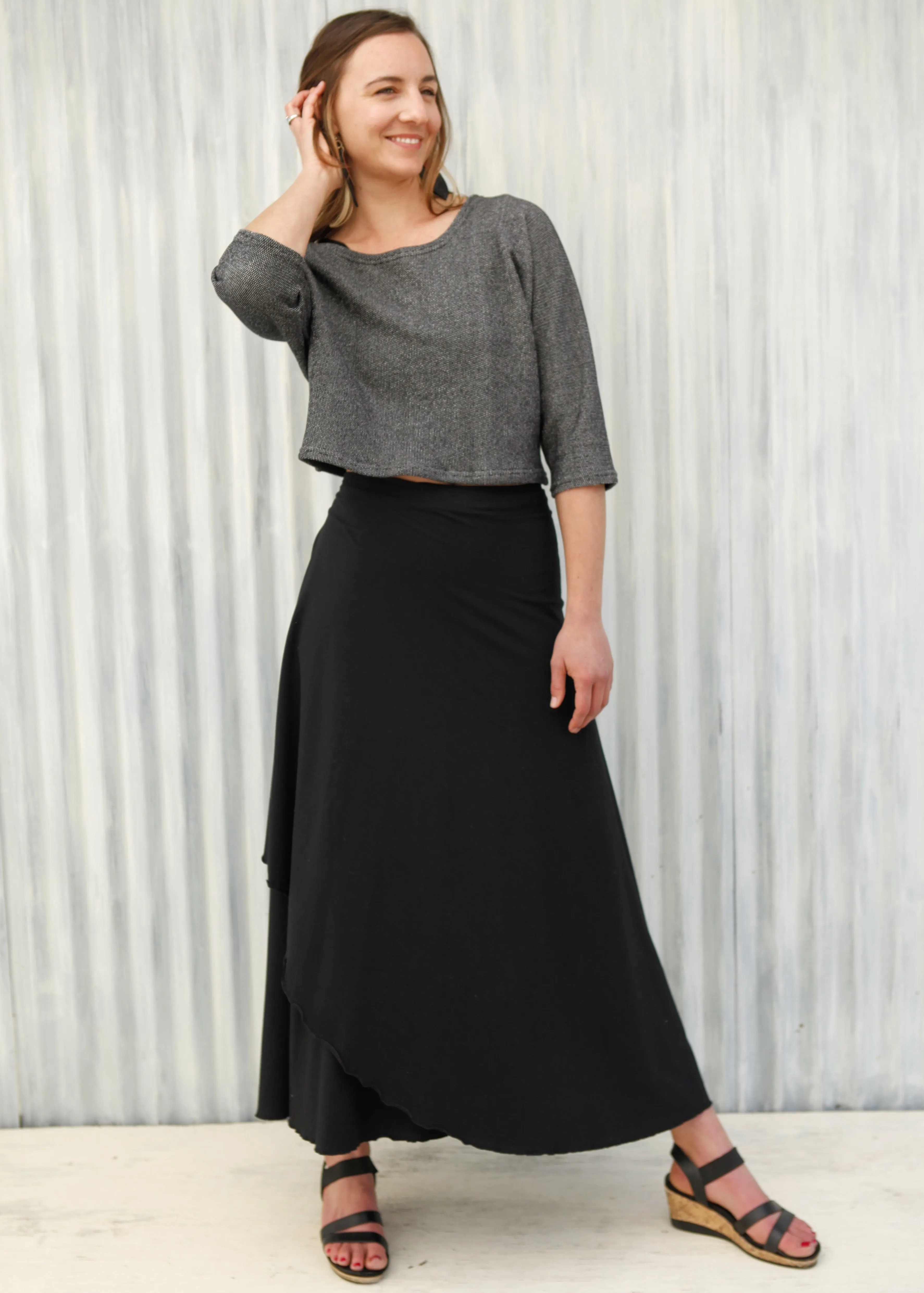 Black Iris Wrap Skirt