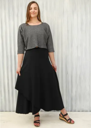 Black Iris Wrap Skirt