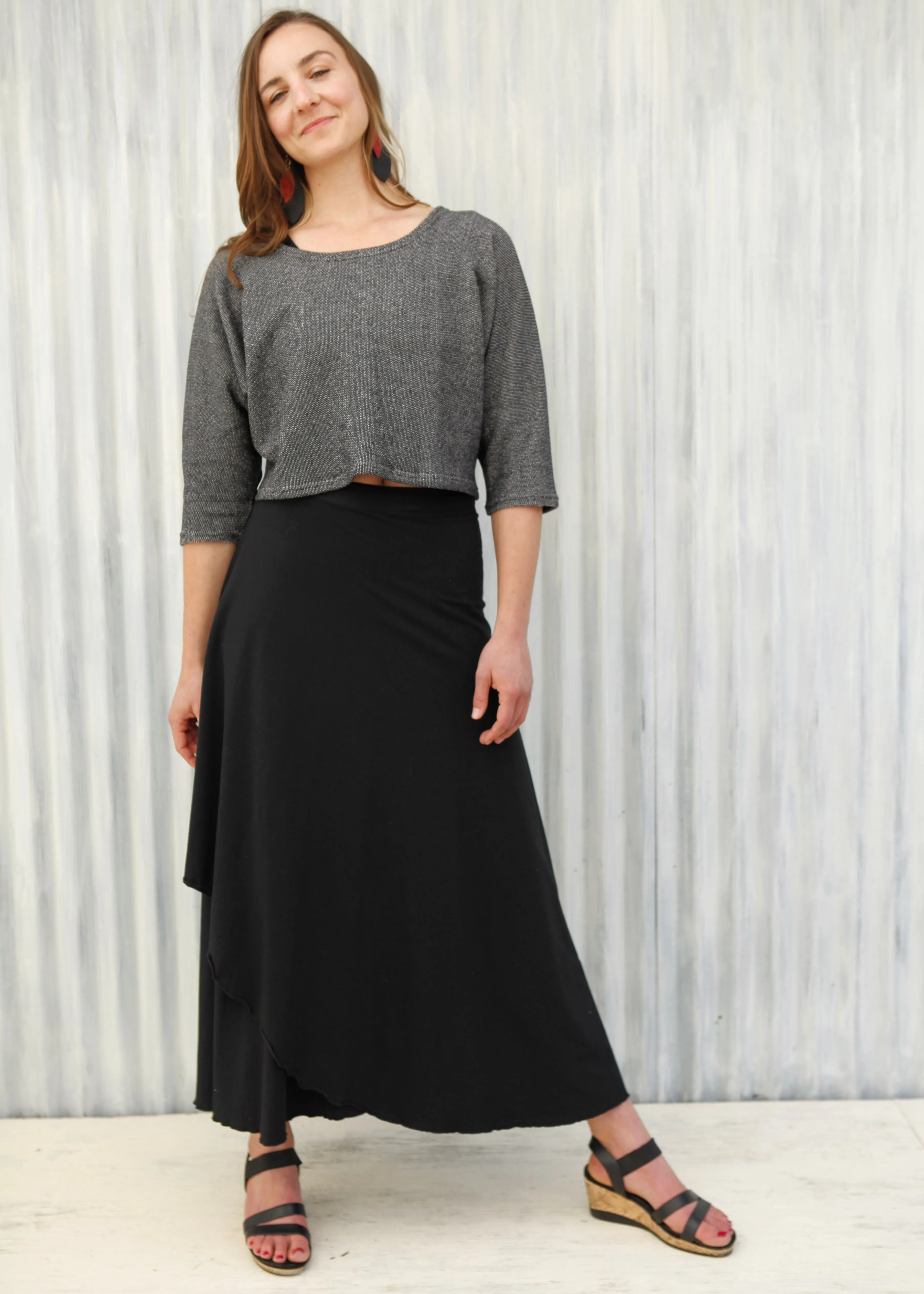 Black Iris Wrap Skirt