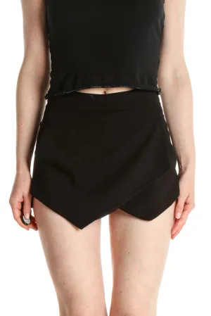 Black Solid Chic A-Line Skort