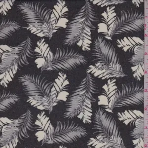 Black/Grey/White Tropical Leaf Georgette Fabric