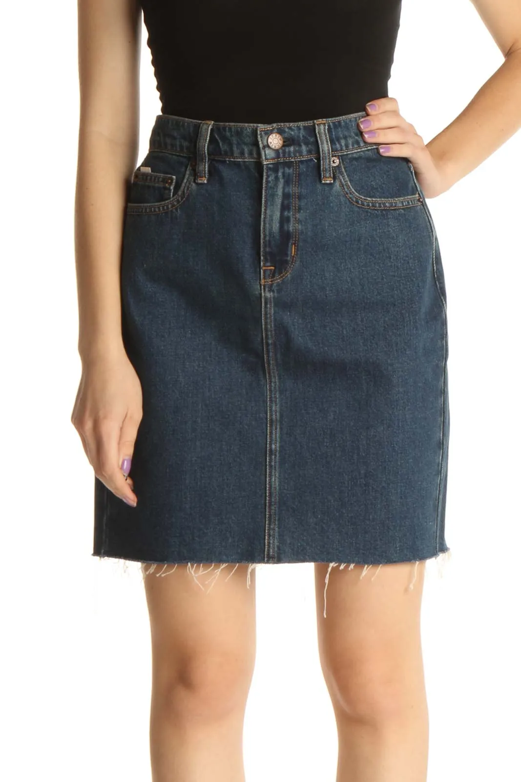 Blue Denim Chic Pencil Skirt