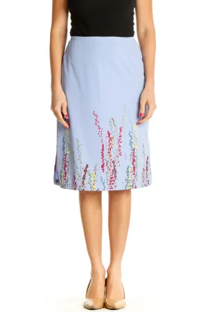 Blue Textured Chic A-Line Skirt