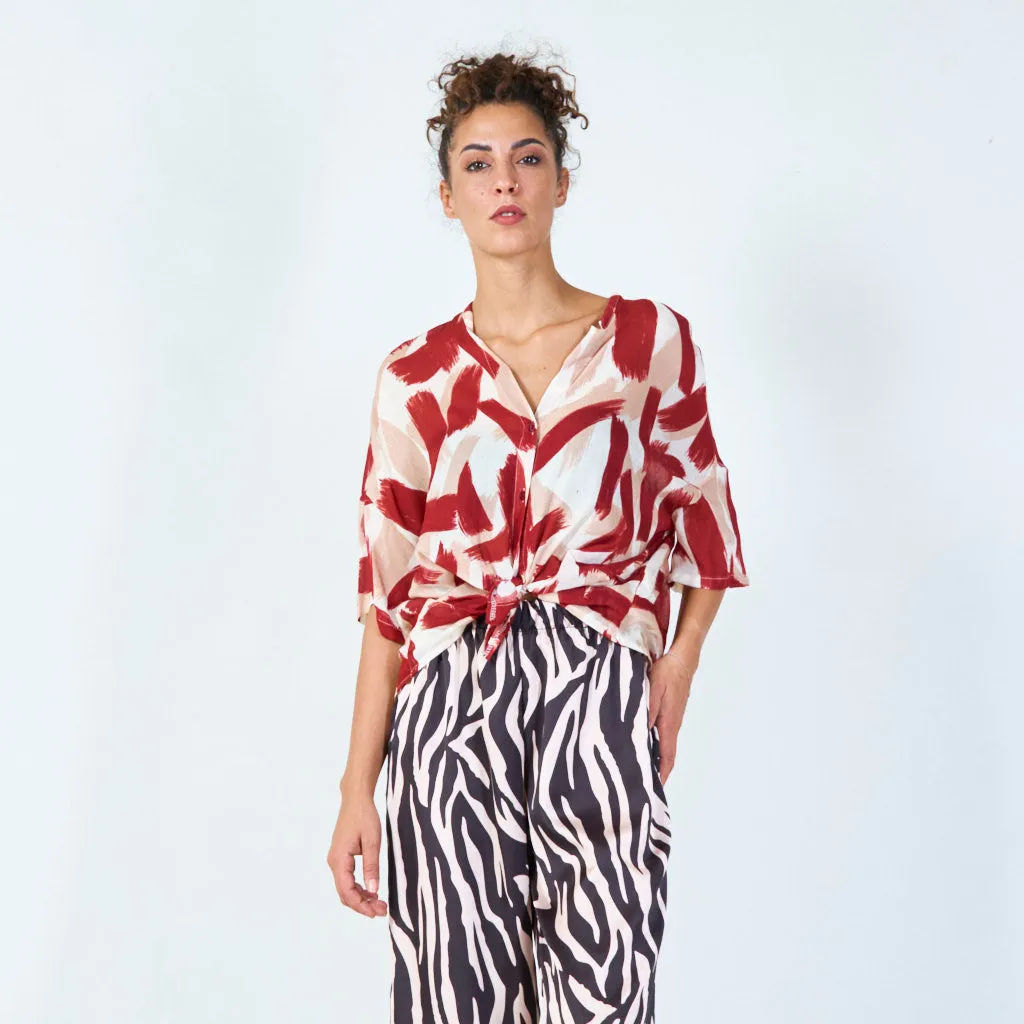 Bold brushstroke print blouse wholesale