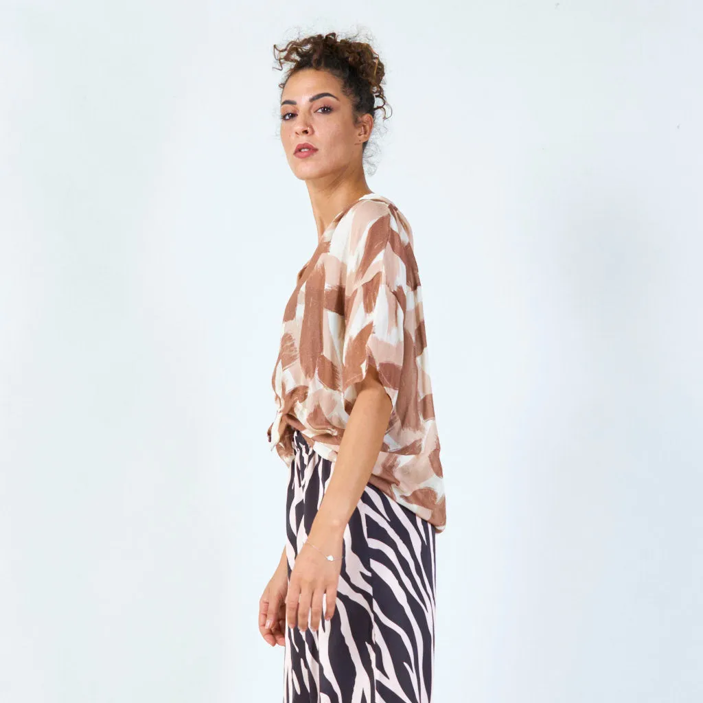 Bold brushstroke print blouse wholesale