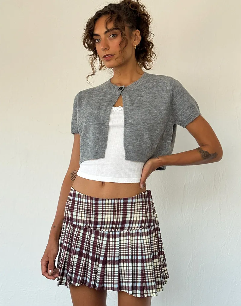 Casini Pleated Mini Skirt in Multi Check Brown