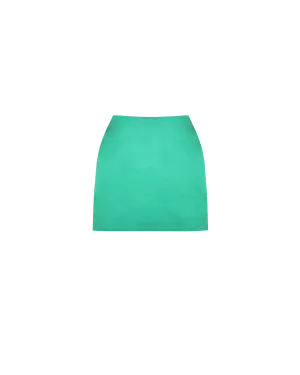 CHER SATIN MINI SKIRT PARAKEET