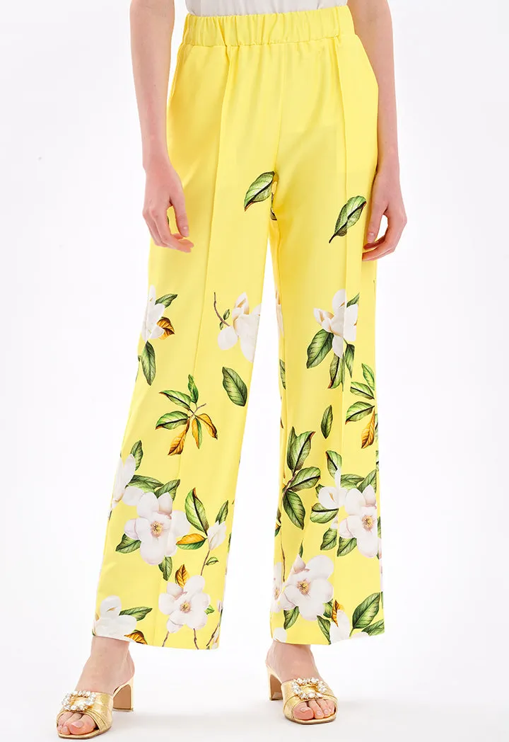 Choice Floral Print Long Pants Yellow Print