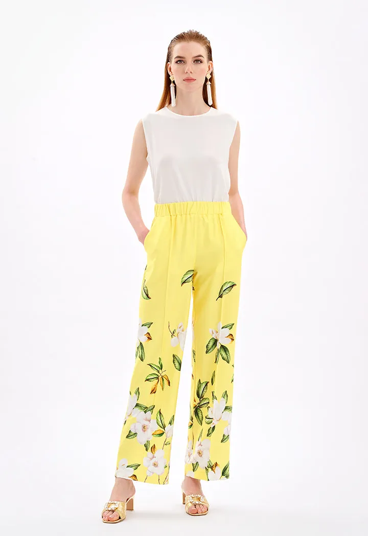 Choice Floral Print Long Pants Yellow Print