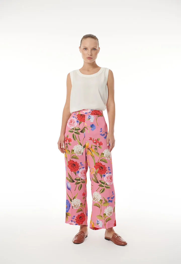 Choice Flower & Leaf Printed Pants Multicolor