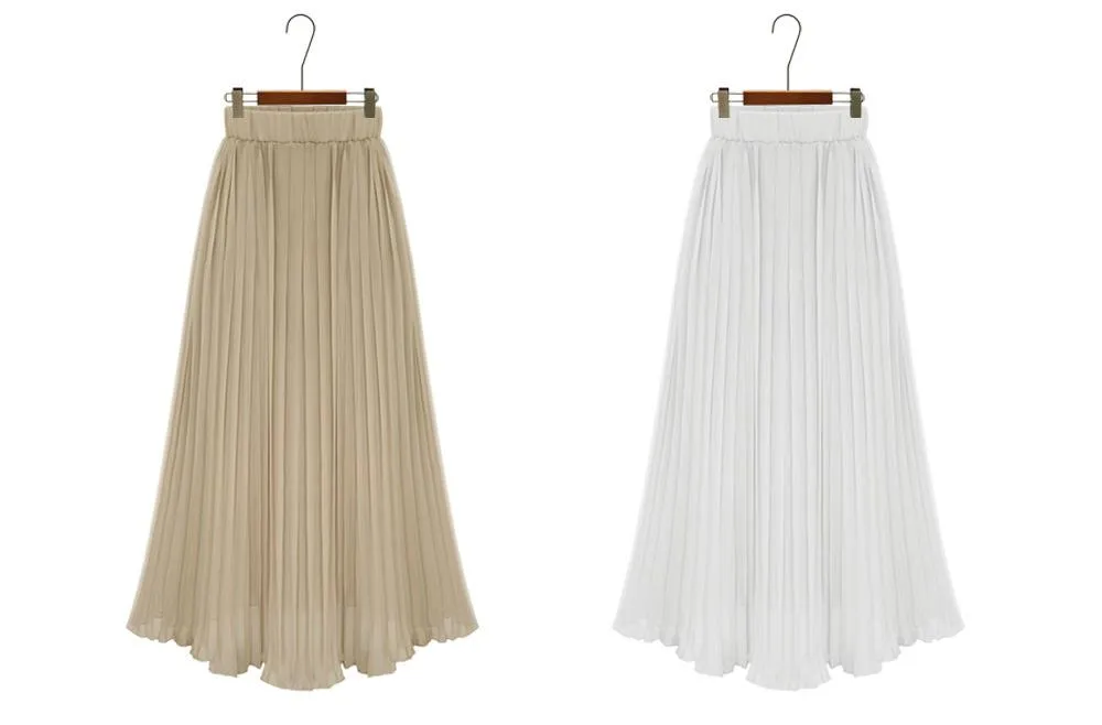 Clearance Pure Color Chiffon Pleated Big Short Skirt