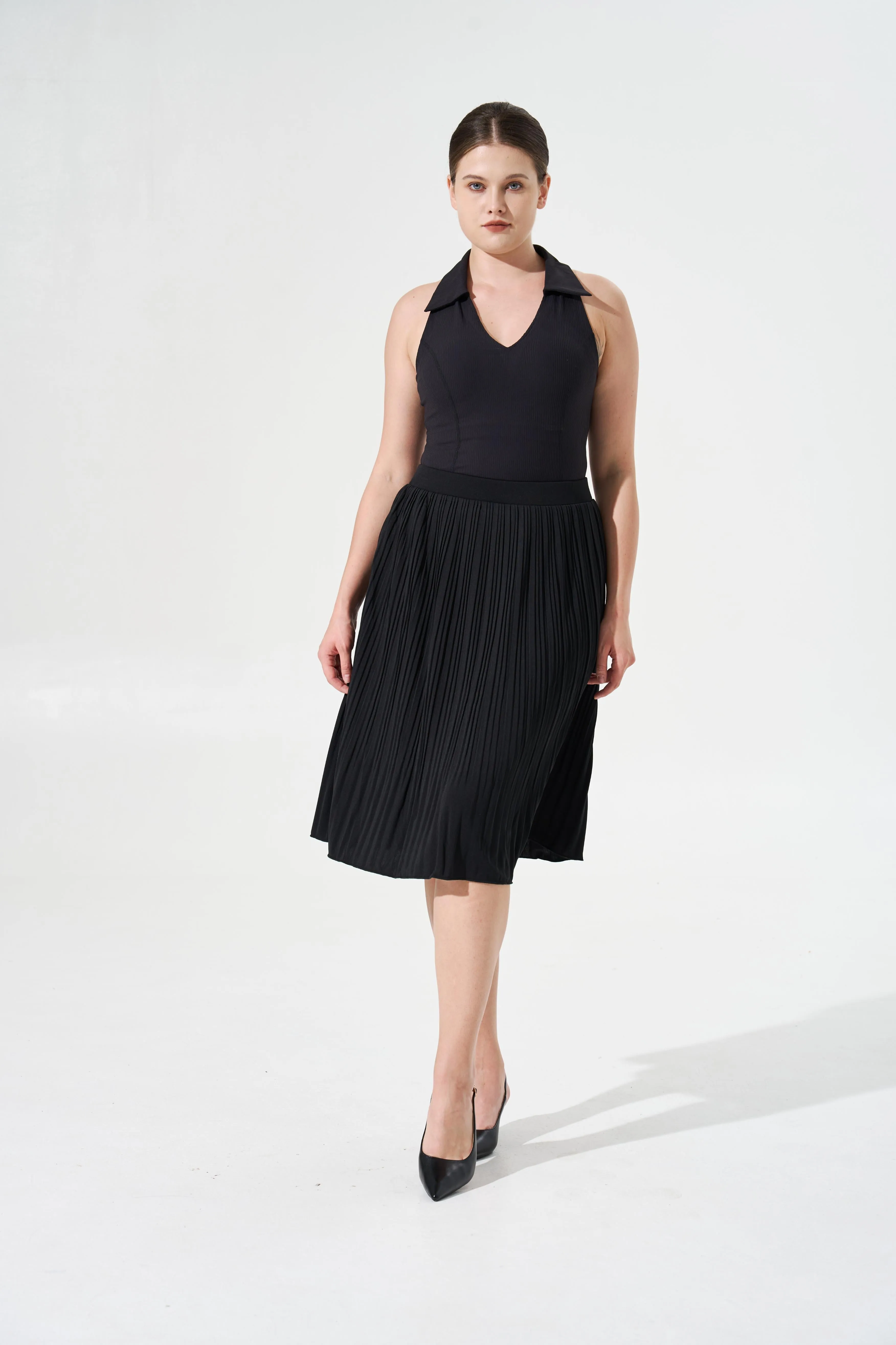 Cooling & Stretchable Swirl Pleated Skirt