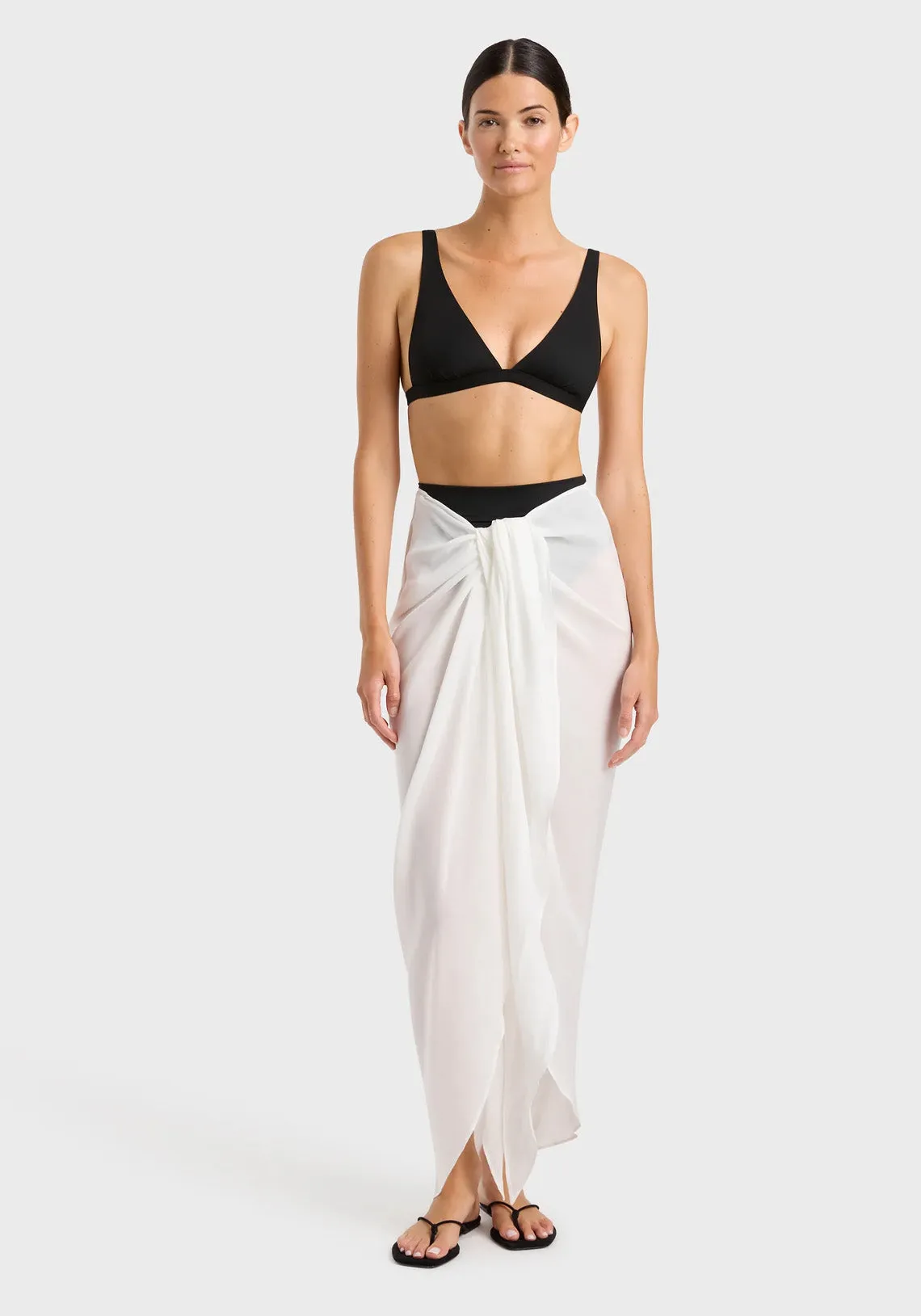 CREMONA TIE FRONT SARONG SKIRT WHITE