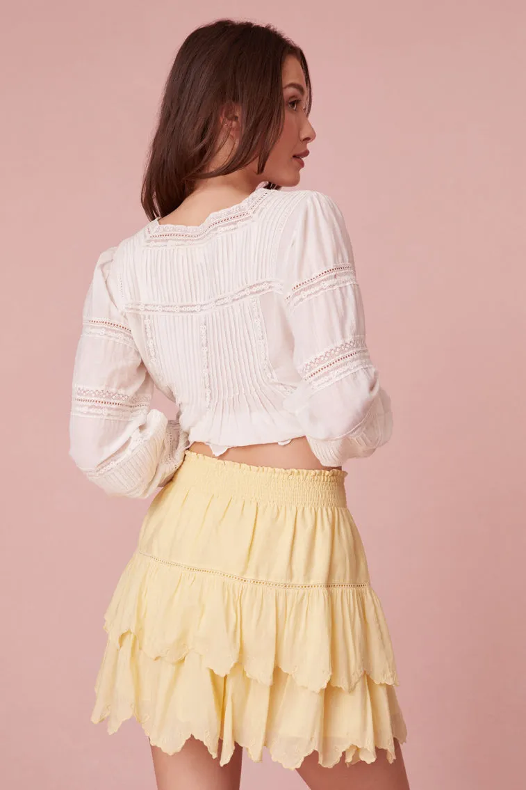 Donahue Embroidered Tier Mini Skirt