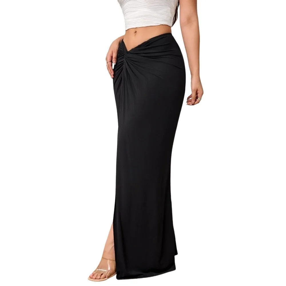 Elegant High Waist Slit Midi Skirts Wholesale Womens Clothing N3824110900020