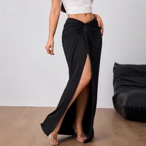 Elegant High Waist Slit Midi Skirts Wholesale Womens Clothing N3824110900020