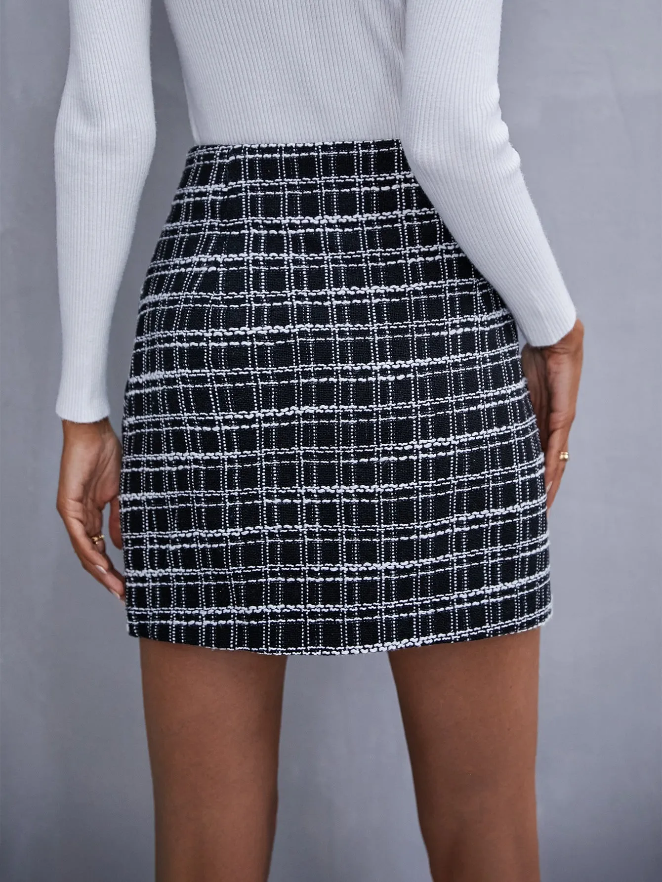 Elegant Plaid Zipper High Waist Mini Women Skirts