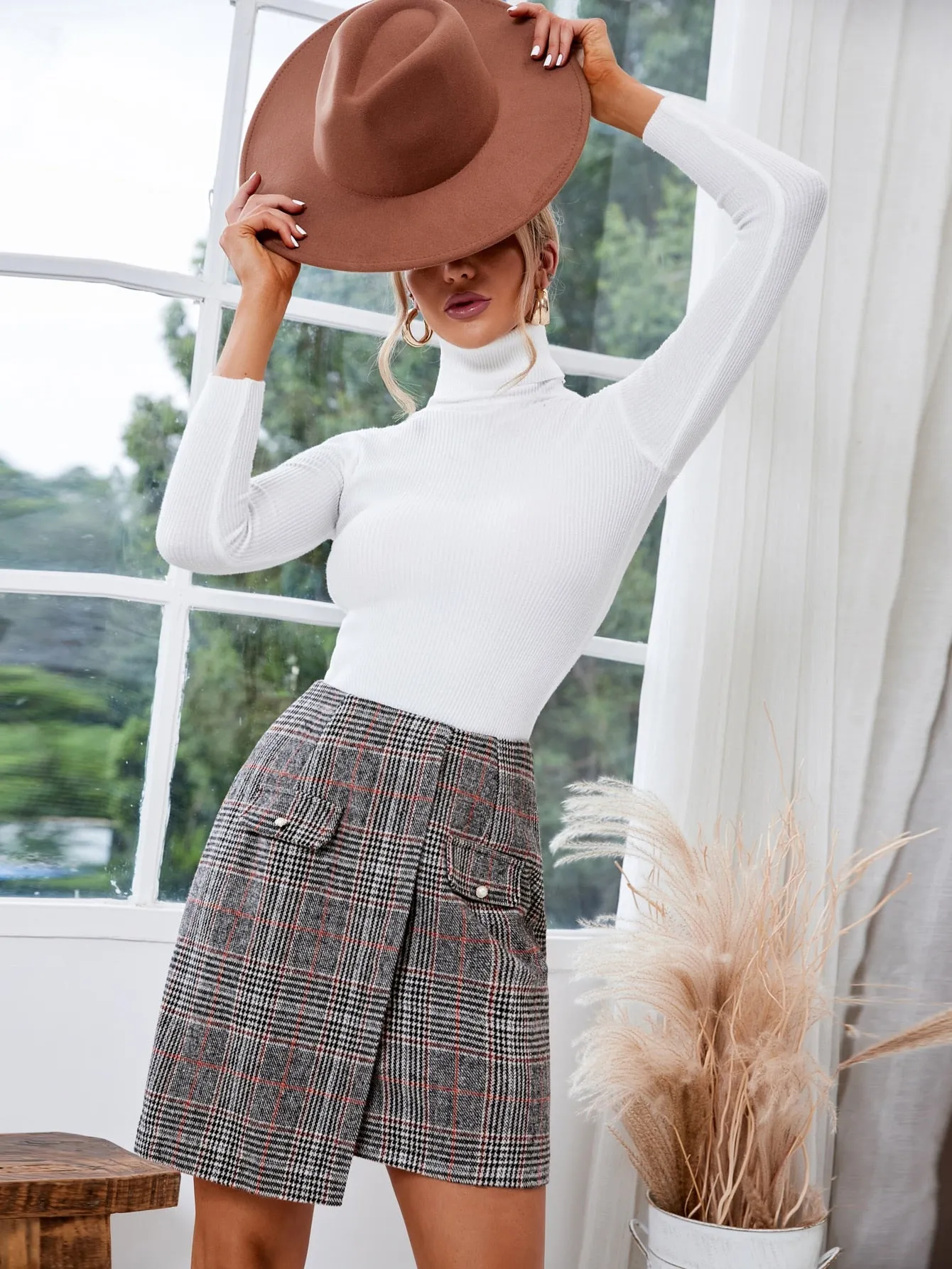 Elegant Plaid Zipper High Waist Short Women Skirts