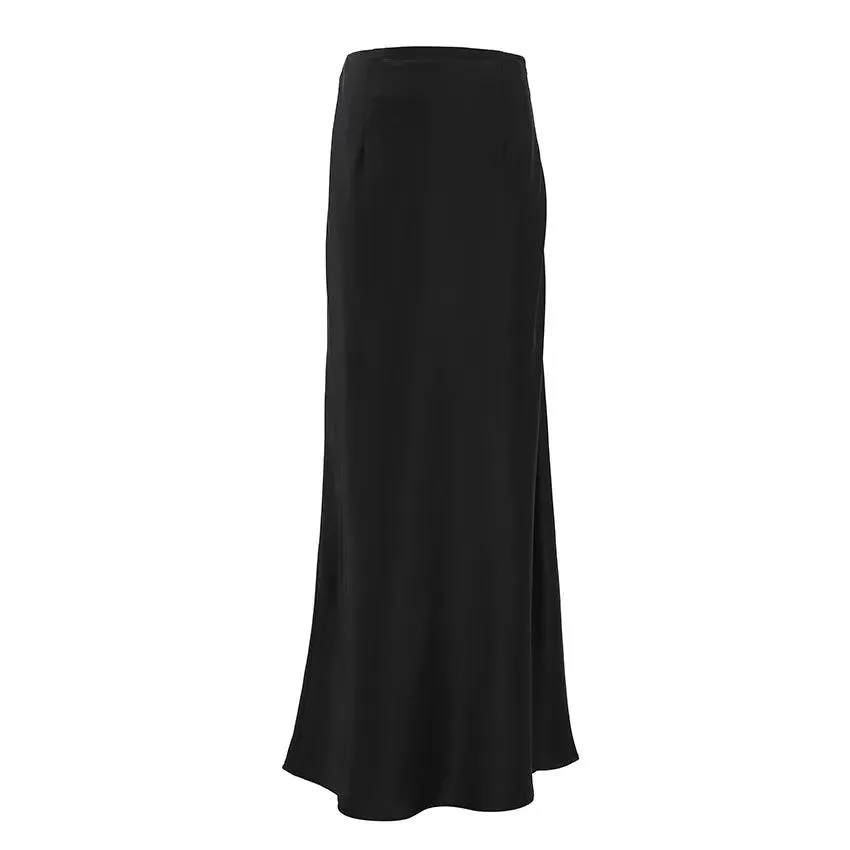 Elegant Satin Black Trumpet Skirts - 9 Colours