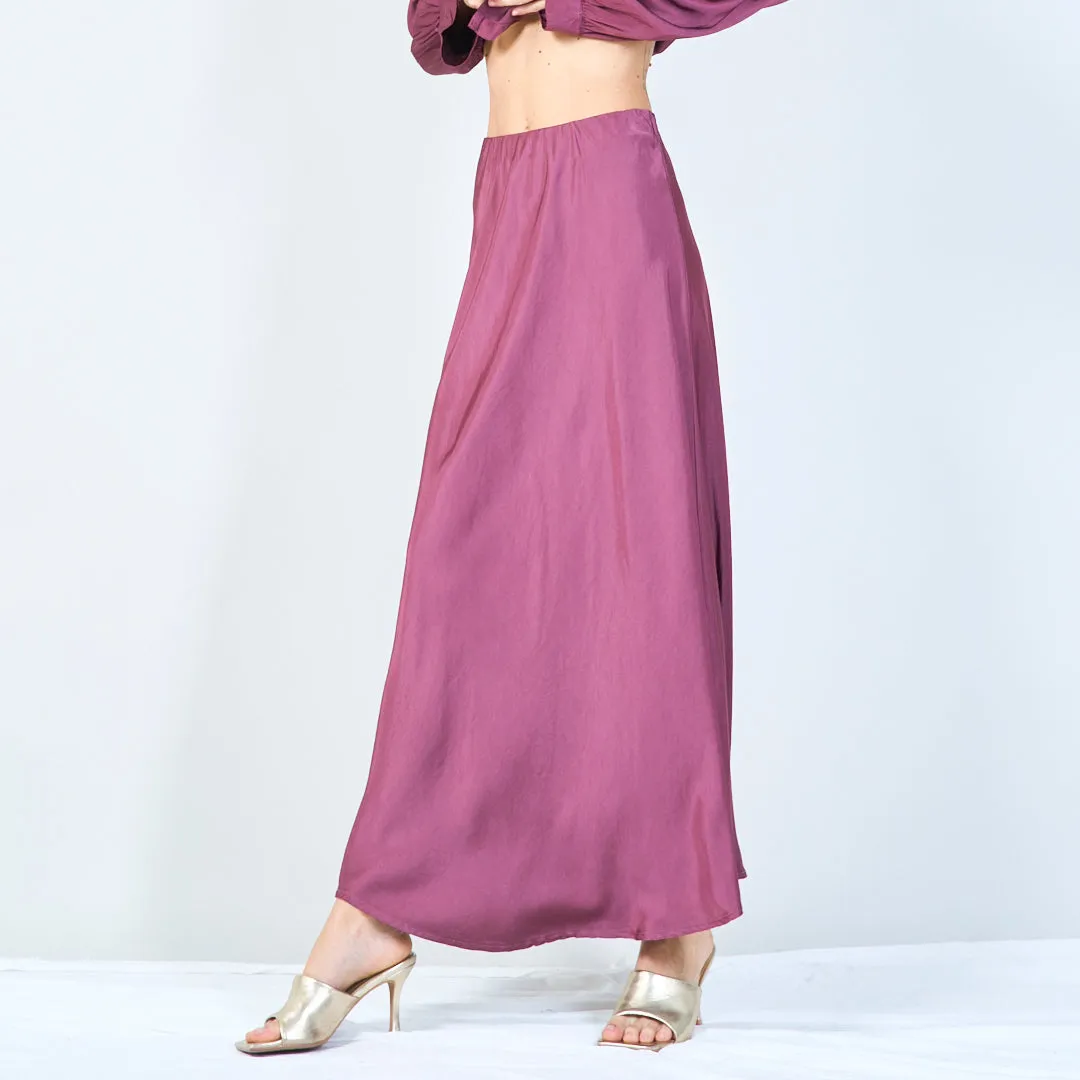 Flowing maxi silk skirt with elastic waistband wholesale