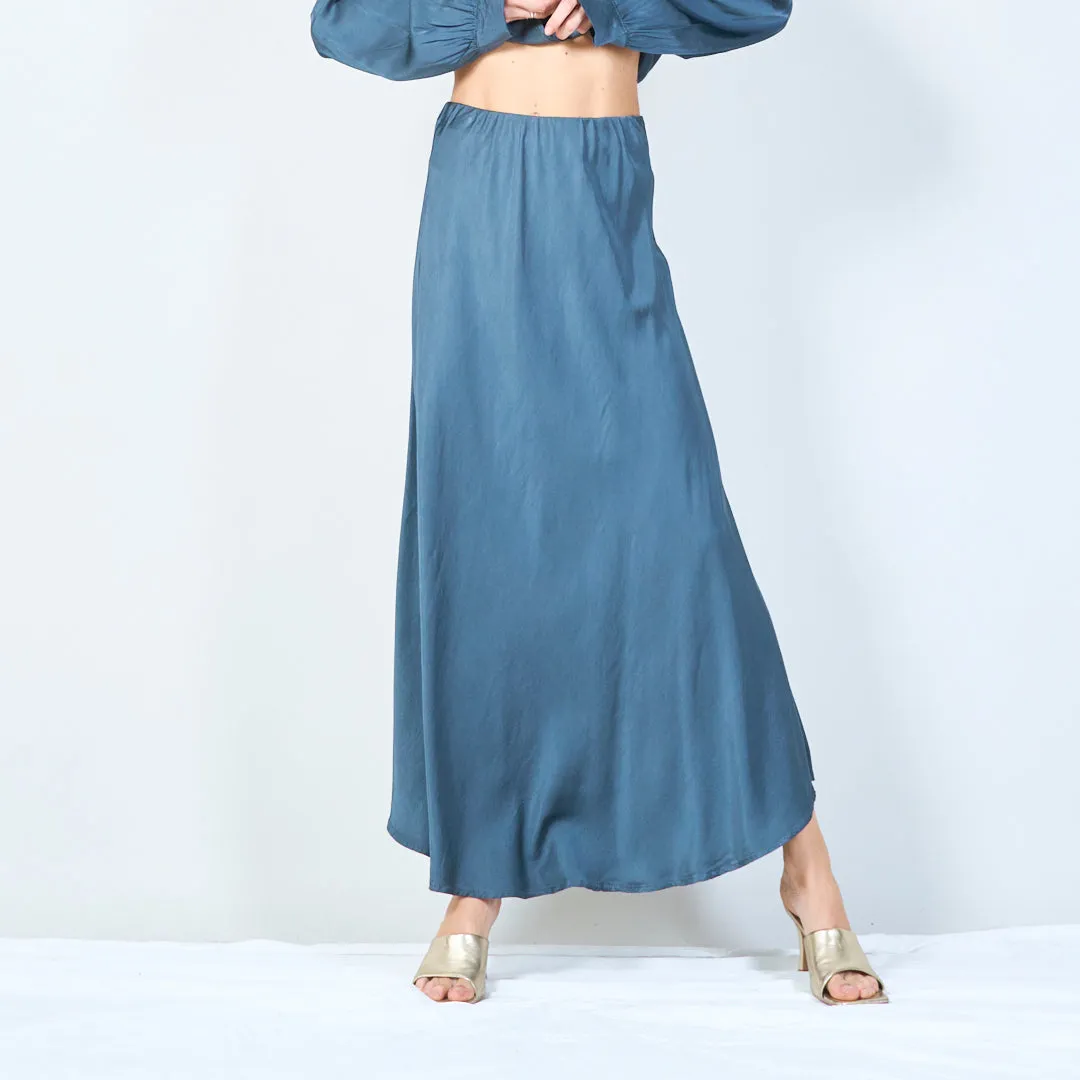 Flowing maxi silk skirt with elastic waistband wholesale