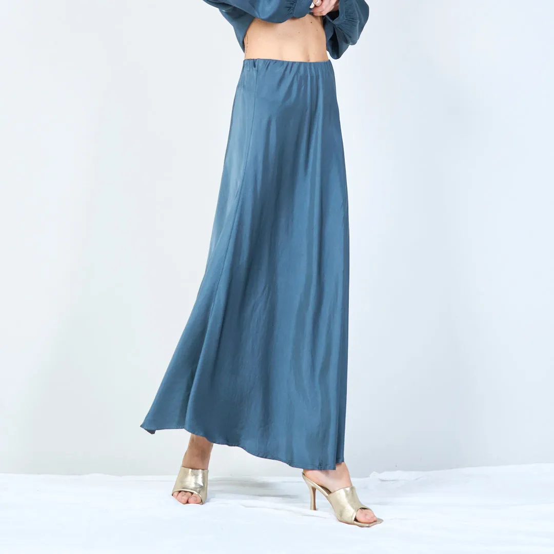 Flowing maxi silk skirt with elastic waistband wholesale