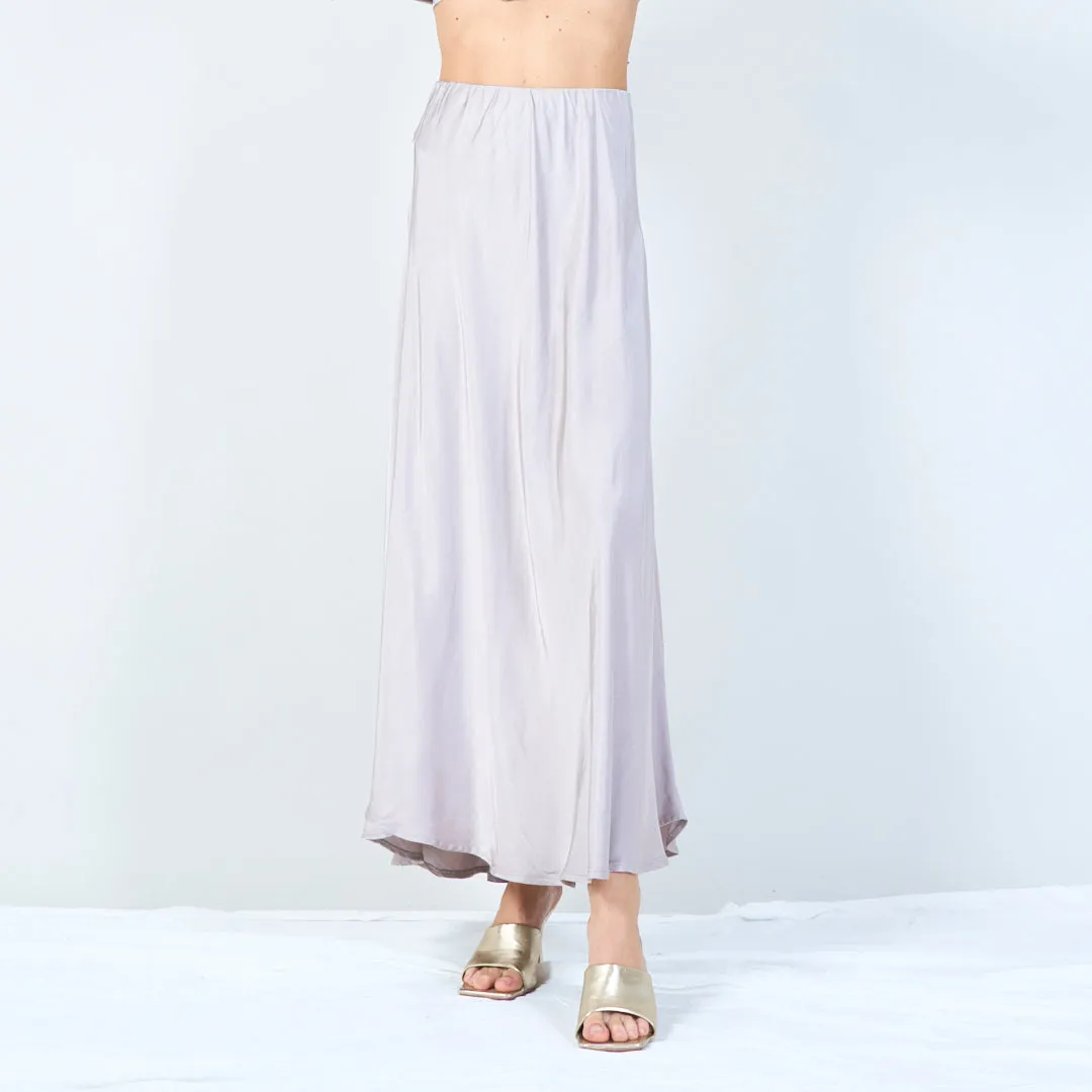 Flowing maxi silk skirt with elastic waistband wholesale