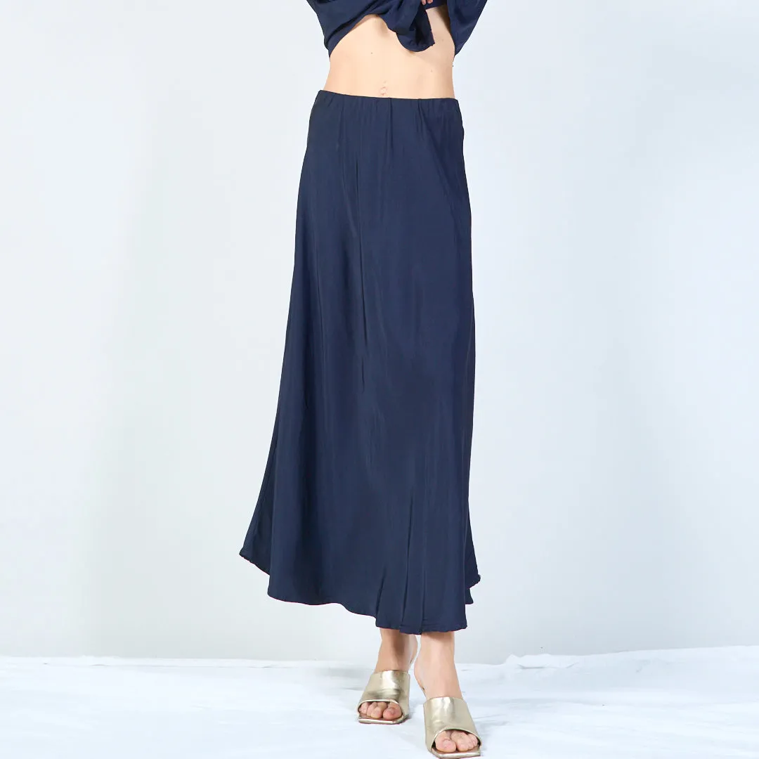 Flowing maxi silk skirt with elastic waistband wholesale